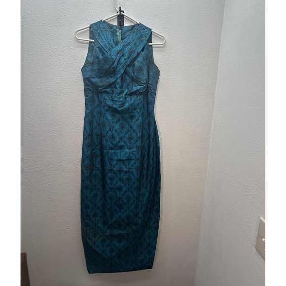 Handmade Dresses & Skirts - VTG 60s Blue Peacock Maxi Formal Dress Mod Cocktail XS Lily Liang Bangkok Asian
